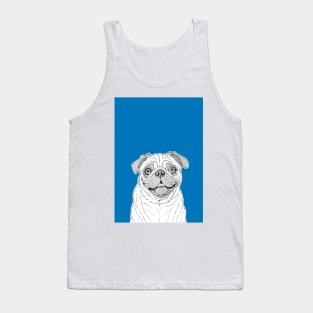 Pug Dog Portrait ( blue background ) Tank Top